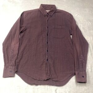 Naked & Famous Easy Shirt Men's M Burgundy Button Up Long Sleeve Japanese Fabric